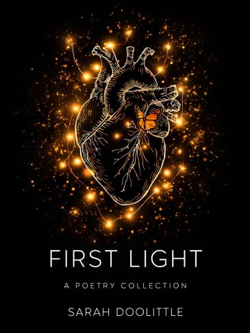 Illustrated heart with glowing lights and butterfly on book cover.