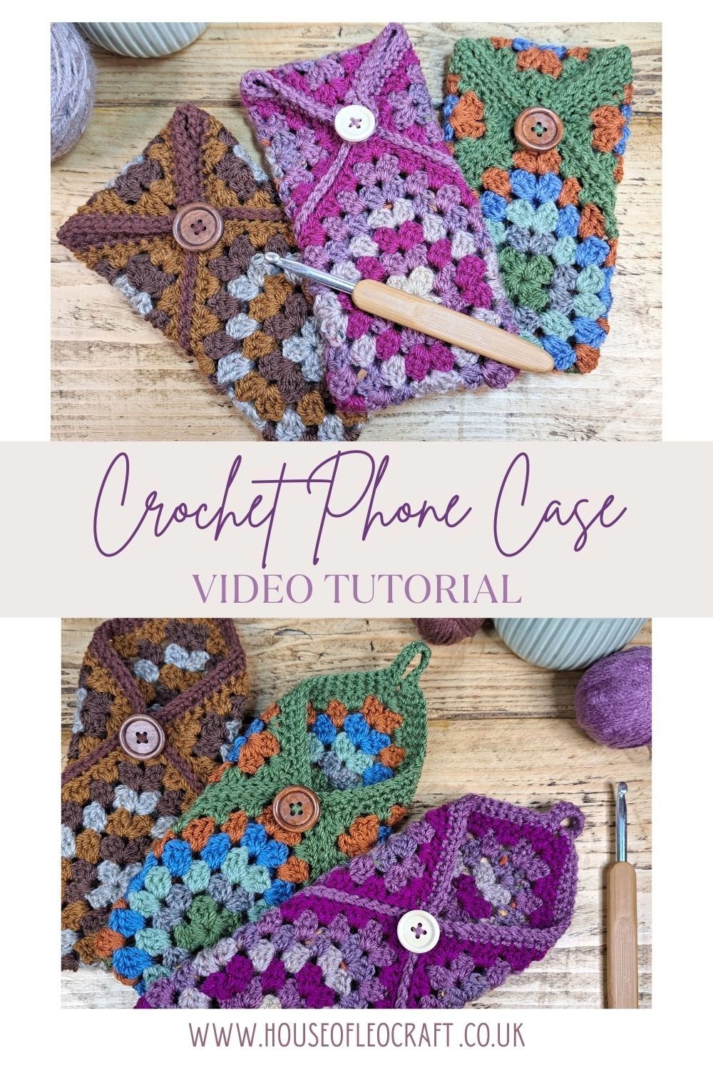 Crochet Granny Square Phone Case Tutorial