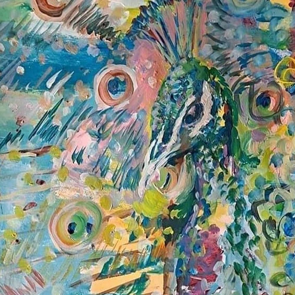 Peacock painting full of wonder and elegance. It's called Let Your Light Shine