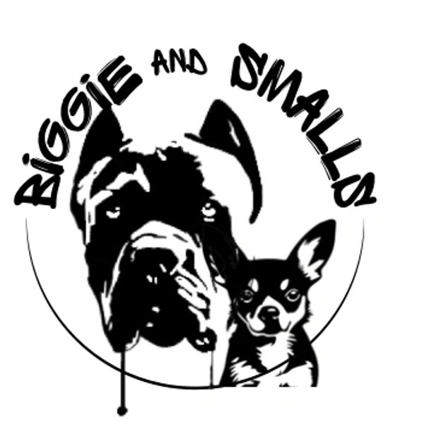 Black and white logo of two dogs with 'Biggie and Smalls' text.