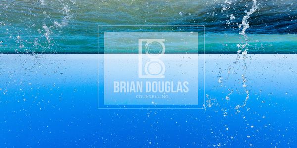 Blue skies, water droplets and lake. It is also the logo for Brian Douglas Counselling.