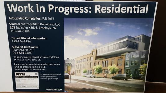 Work in progress sign for residental area in new york city 