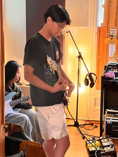 Members of Boba Haus record in Vibehouse Productions studio