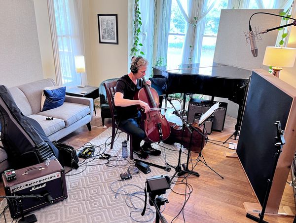 Musician recording in Vibehouse Productions studio