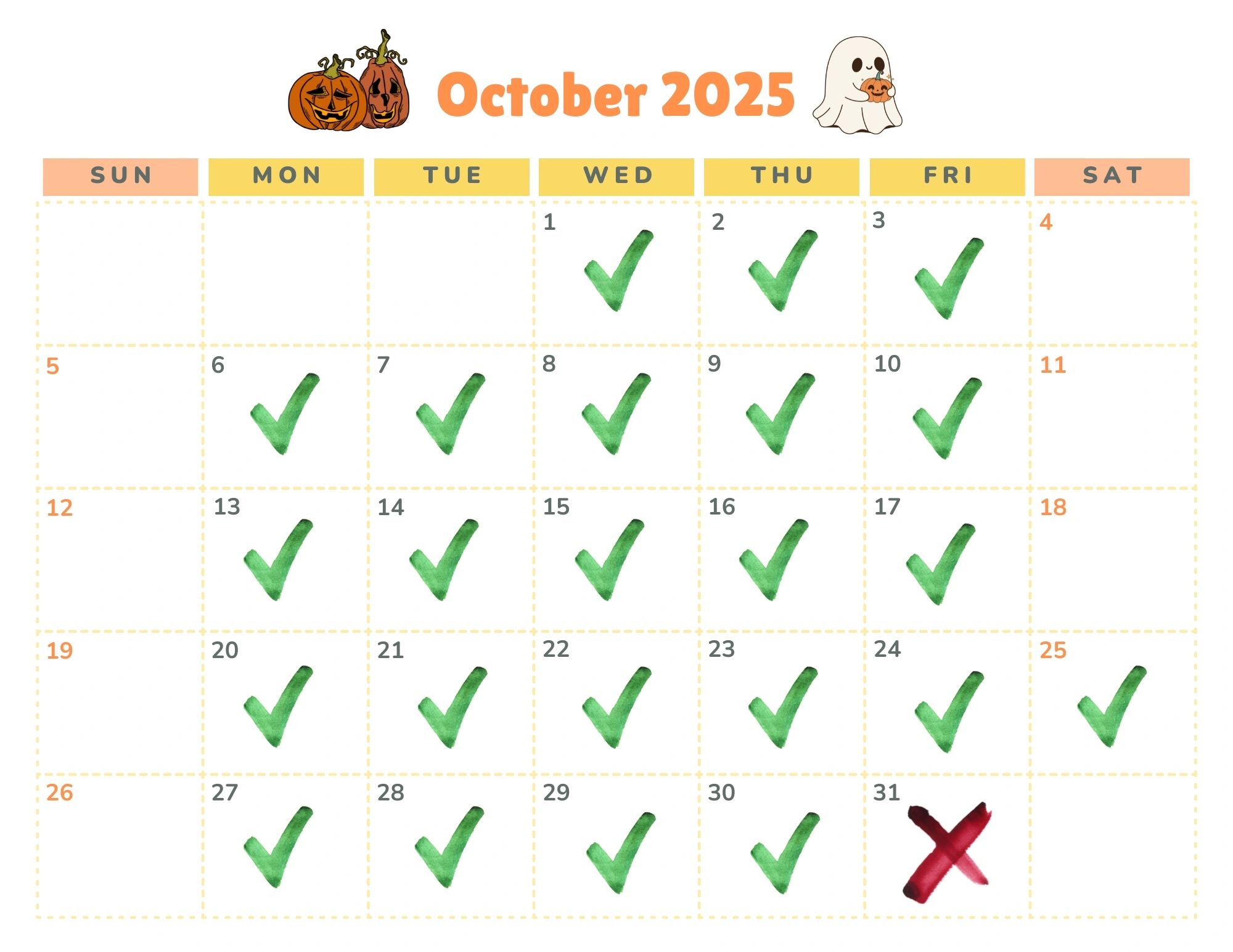 October Studio Calendar