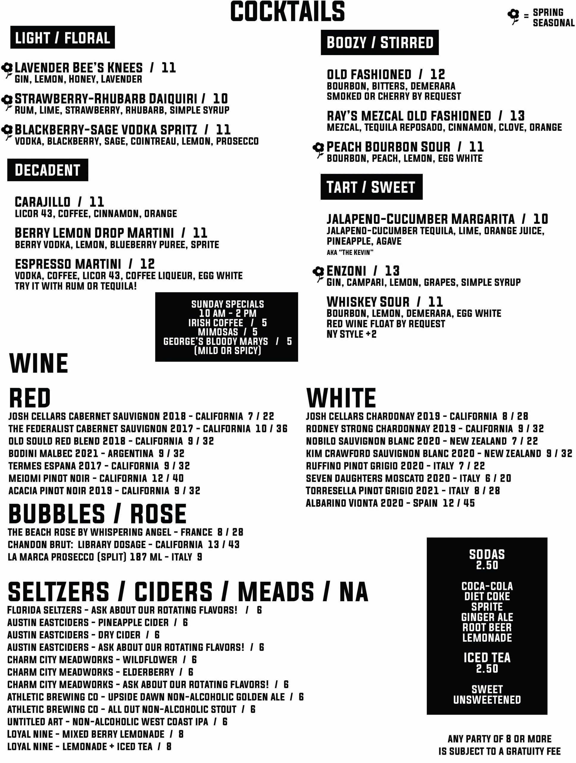 Cocktail Menu