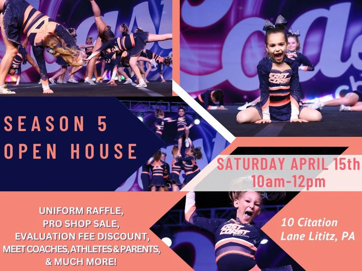 Cheerleading Season 5 Open House on April 15th.