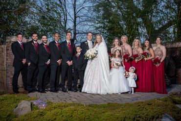 Bridal party. Husband, wife and friends.