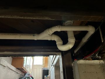 Shower drain line I installed with a sink drain connecting. This depicts a minor drain line. 