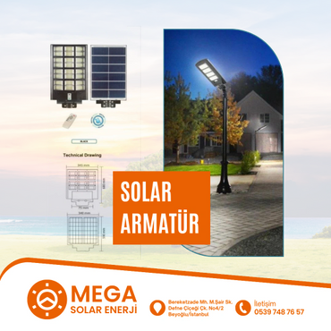 Solar-powered street light with remote control for energy-efficient outdoor lighting.