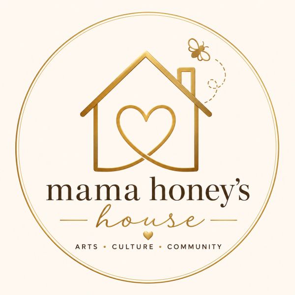 Mama Honey's House logo with a heart-shaped house and a bee.