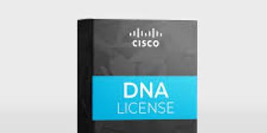 Cisco DNA License software box with black and blue design.