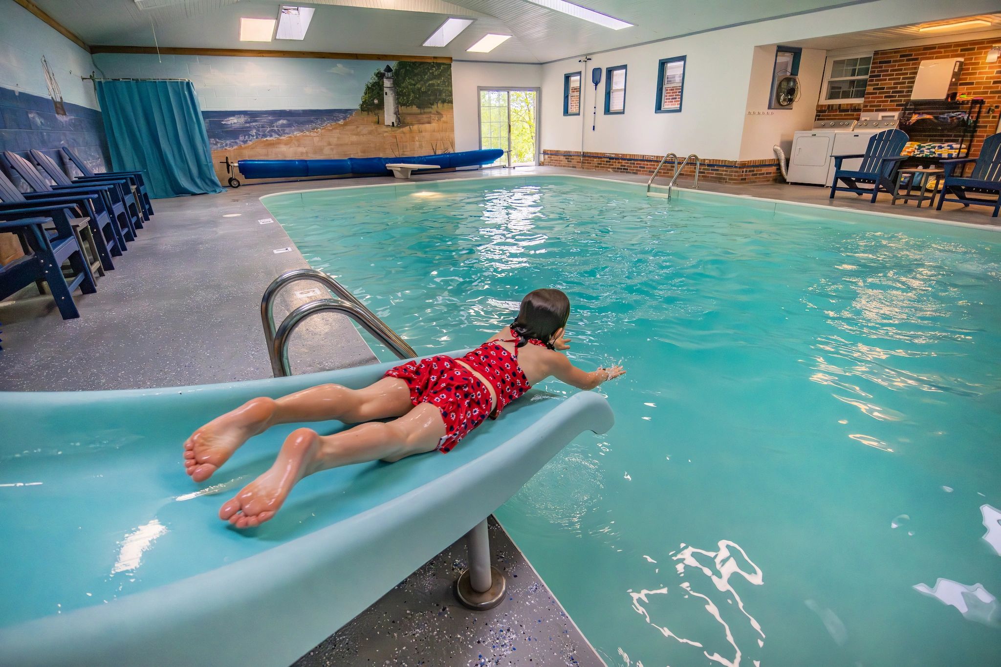 Indoor Salt Water Pool at NRG Pool House Vacation Rental in Fayetteville, WV near New River Gorge 