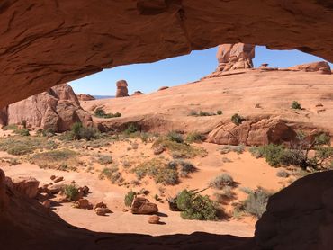 Picture of a desert which is taken from the cave