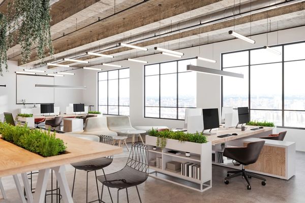 office space with overhead lighting