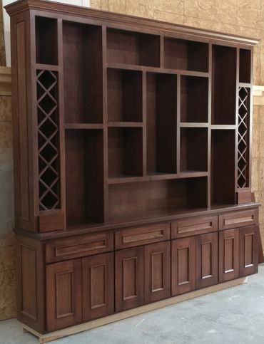 walnut custom built shelves