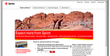 Sprint Las Vegas webpage