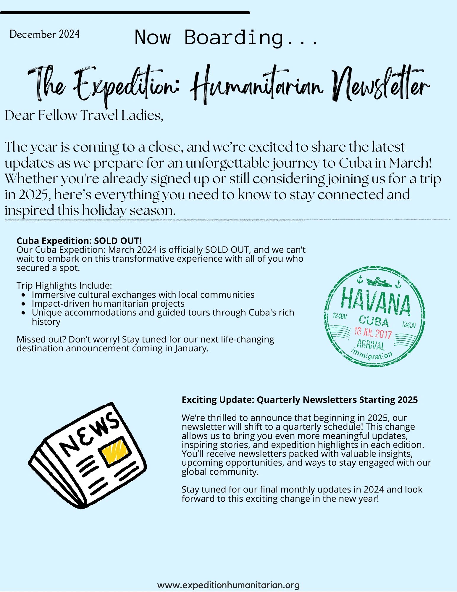 The December Expedition: Humanitarian Newsletter