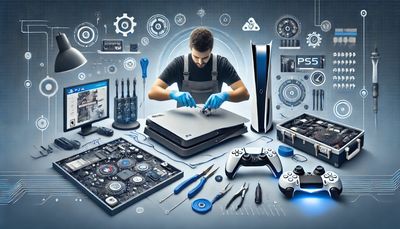 Repairing a PS5 console with tools, showcasing precision and expertise in console repair.