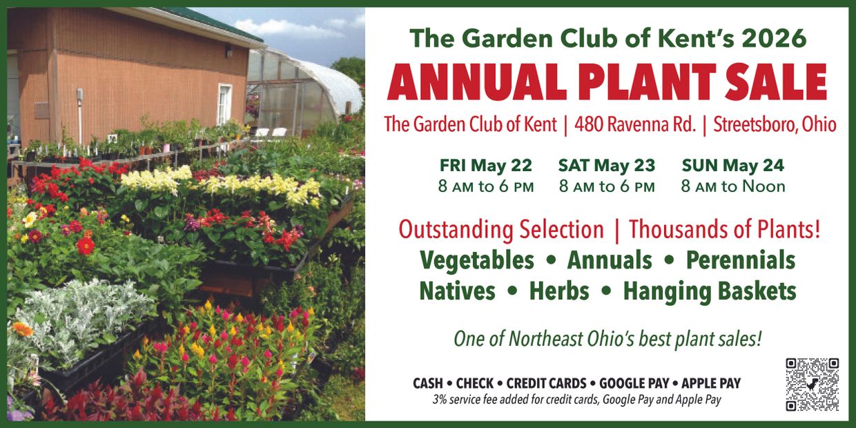 Garden Club of Kent's 2026 Annual Plant Sale with vegetables, annuals, and hanging baskets.
