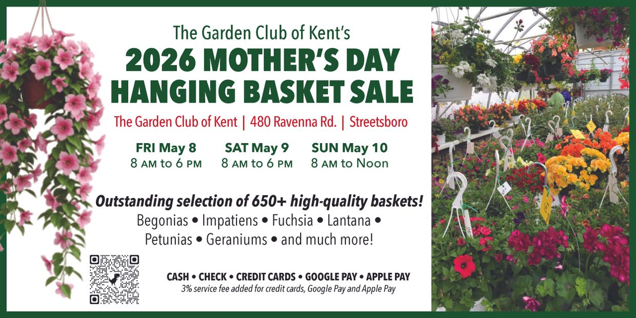 2026 Mother's Day hanging basket sale by Garden Club of Kent with over 650 baskets.