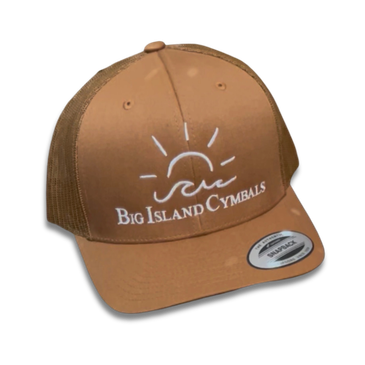 Brown Big Island Cymbals cap with sun and wave logo.