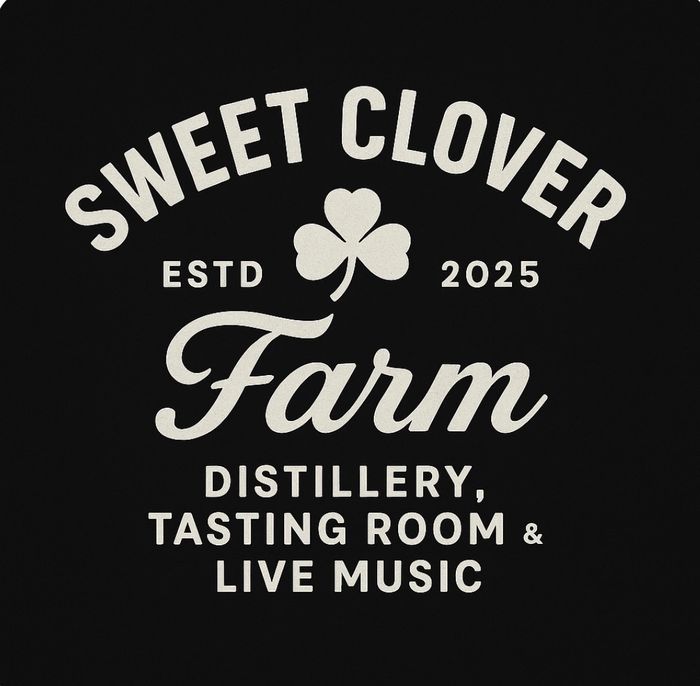 Logo for Sweet Clover Farm with a clover icon and establishment year 2025.