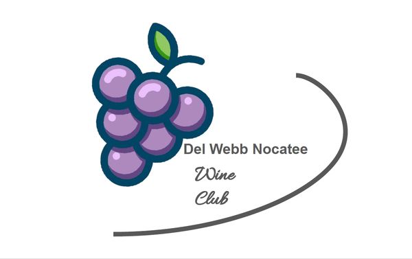 Logo with purple grapes and text for Del Webb Nocatee Wine Club.