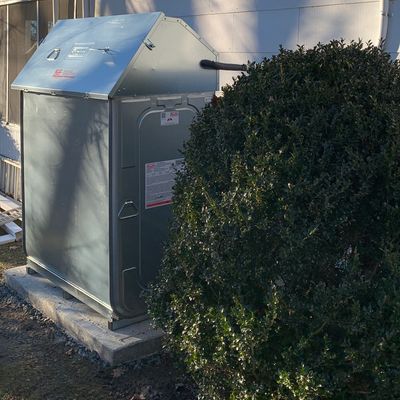New Roth 1000L (275 gallon tank) on a cement pad with outdoor cover.