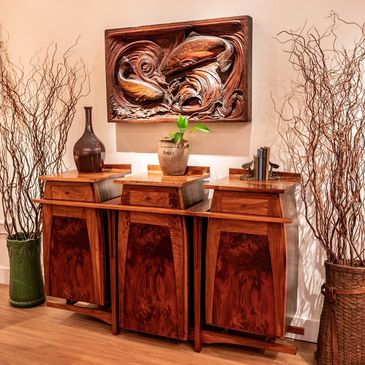 Walnut is one of my favorite woods to work with in creating a casegood design for your Dining, Bar, 