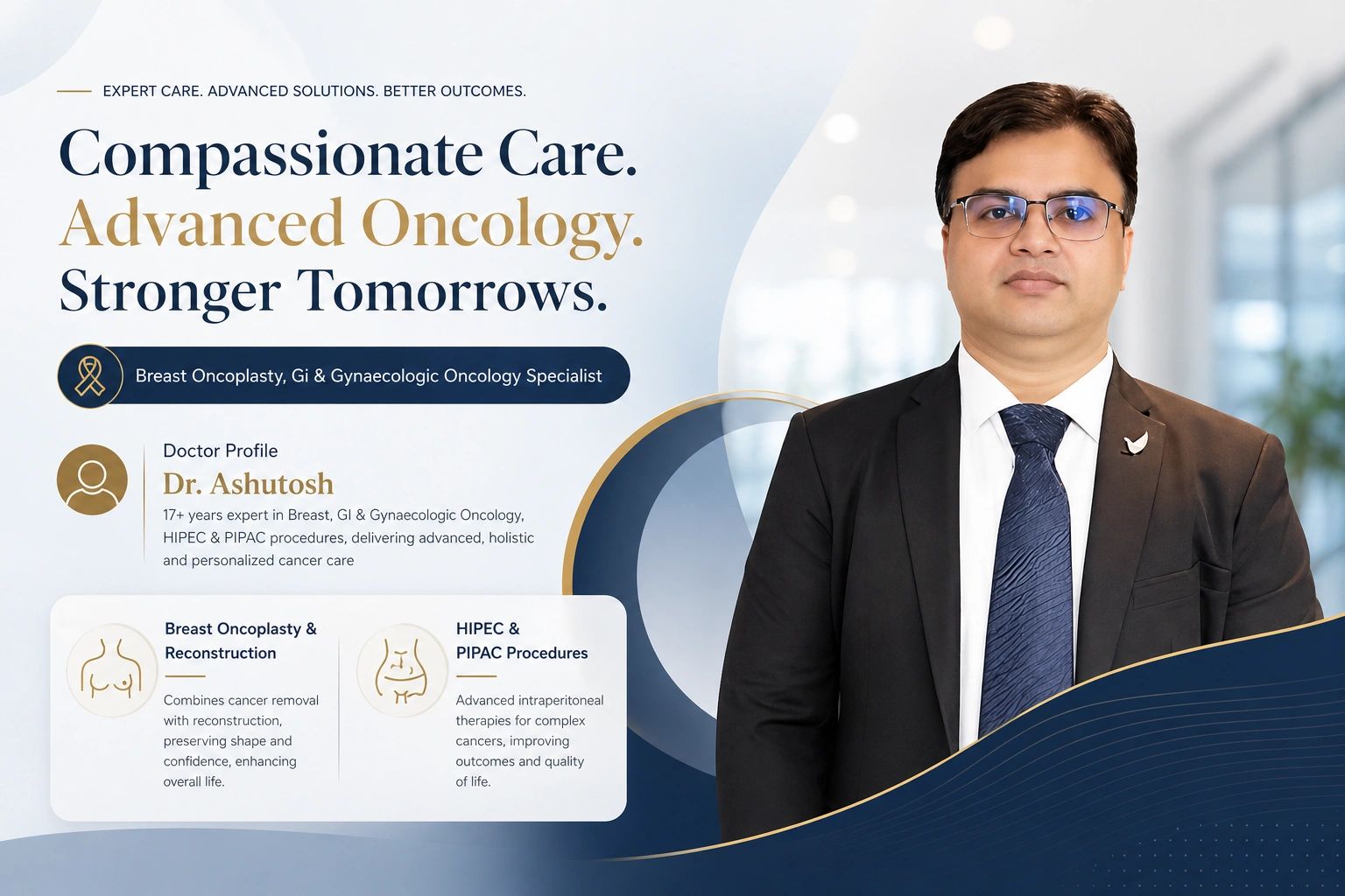 Dr. Ashutosh, expert in breast, GI, and gynecologic oncology, offering advanced cancer care and reconstruction.