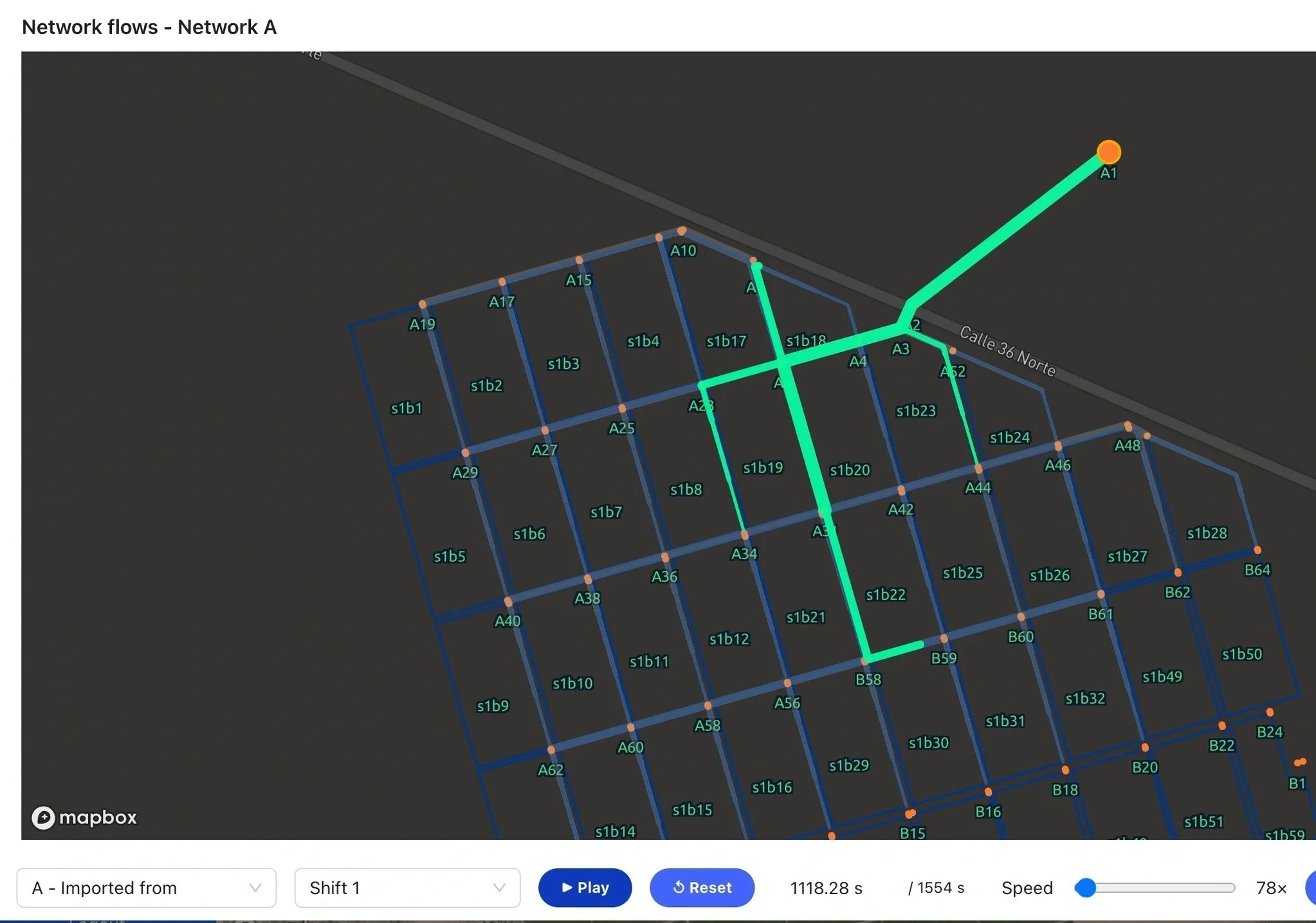 Fertilizer flow timing visualization in Kimatista