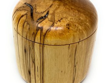 wood turning with lid for holding herbs