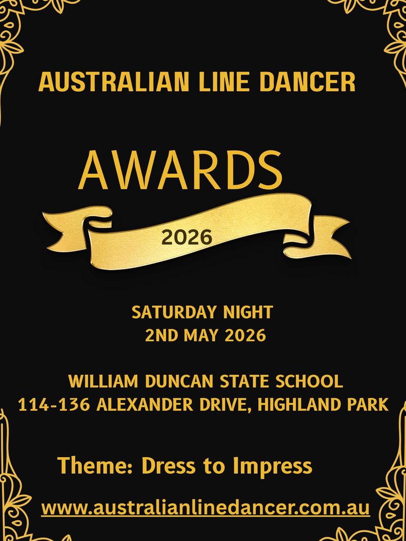 Australian Line Dancer Awards 2026 event details with theme "Dress to Impress."