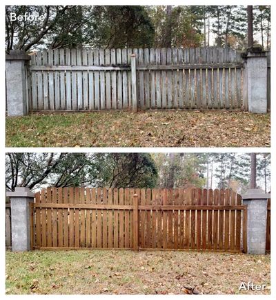 Before and after fence cleaning