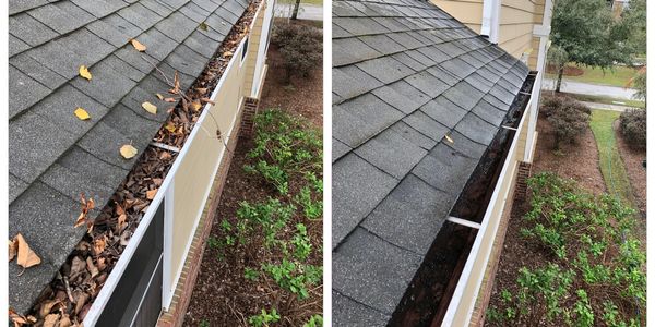 Before and after Gutter Cleaning