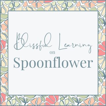 Logo for Blissful Learning on Spoonflower with floral border.