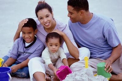 Family matters. Be present. Quality time counts. Casual outfits, lavender, white, green, yellow