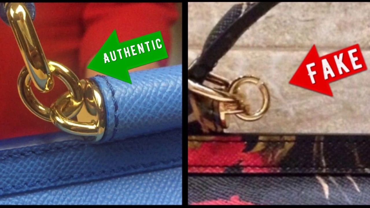In authentic DOLCE & GABBANA bag the rings that hold the handle should always be O-shaped, without a space, NEVER C-shaped
