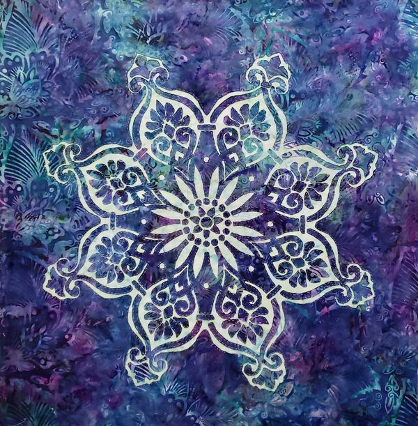 Reverse appliqué wall hanging, 20x20 inches, made for my mother, 2023.