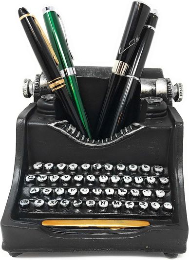 Pen holder for authors, writers, and editors, that look like a typewriter