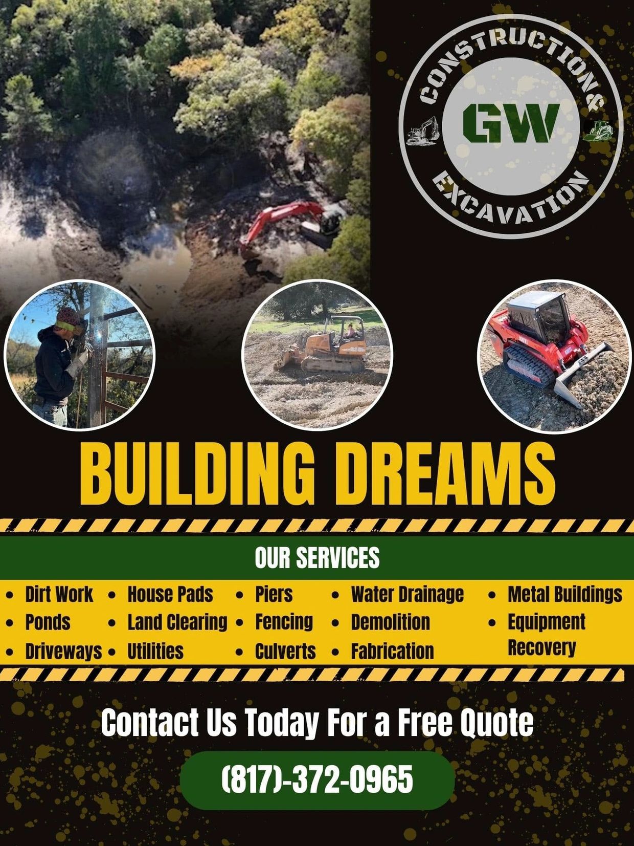 GW Construction &amp; Excavation offers a variety of land and construction services.