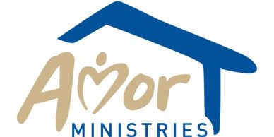 Logo of Amor Ministries with a house roof symbol.