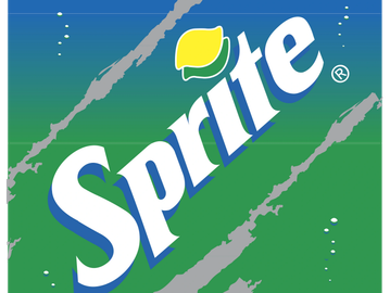 Close-up of a Sprite soda can with lemon and lime graphics.