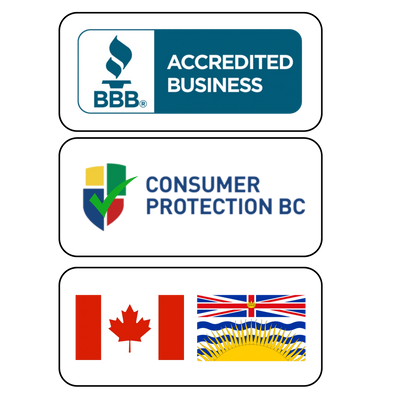 Consumer Protection BC, BBB Accredited and a Canada/British Columbia Professional Debt Recovery