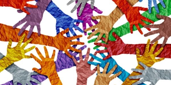 Different colored paper arms and hands.