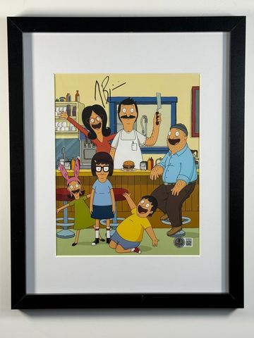 Framed signed illustration of Bob's Burgers characters.