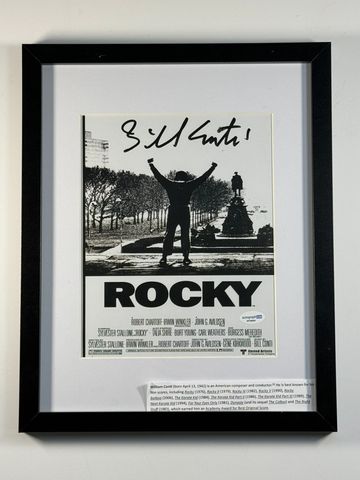 Framed signed Rocky movie poster.