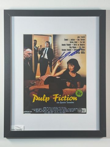 Framed signed Pulp Fiction movie poster.