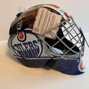 Edmonton Oilers hockey helmet with certificate of authenticity.